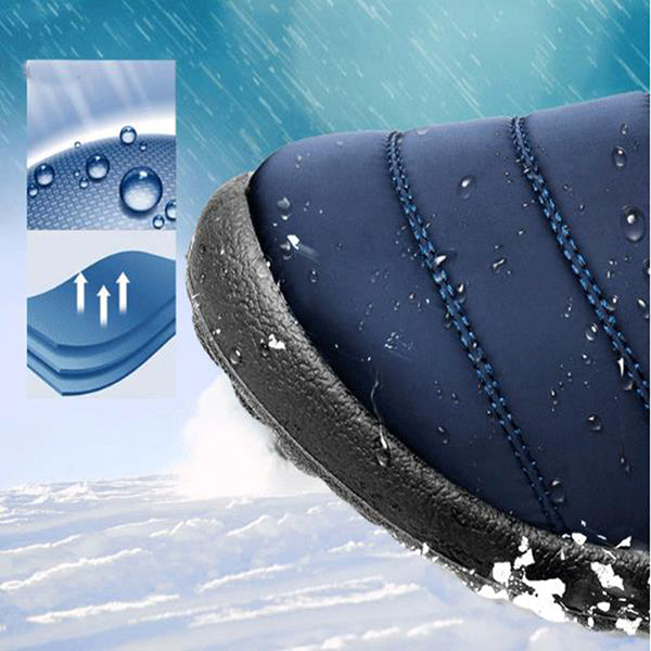 Navy blue shoe with water droplets on a blue background